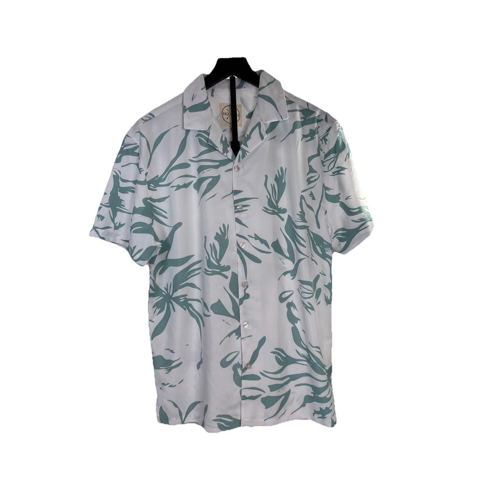 BIRCH BLACK Mens Short Sleeve Tropical Print Button Up Shirt Size Medium